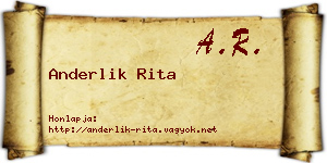 Anderlik Rita névjegykártya
